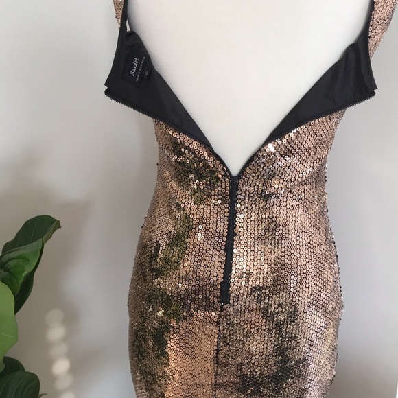 [bardot] neve dress in rose gold foil sequin - Picture 7 of 8